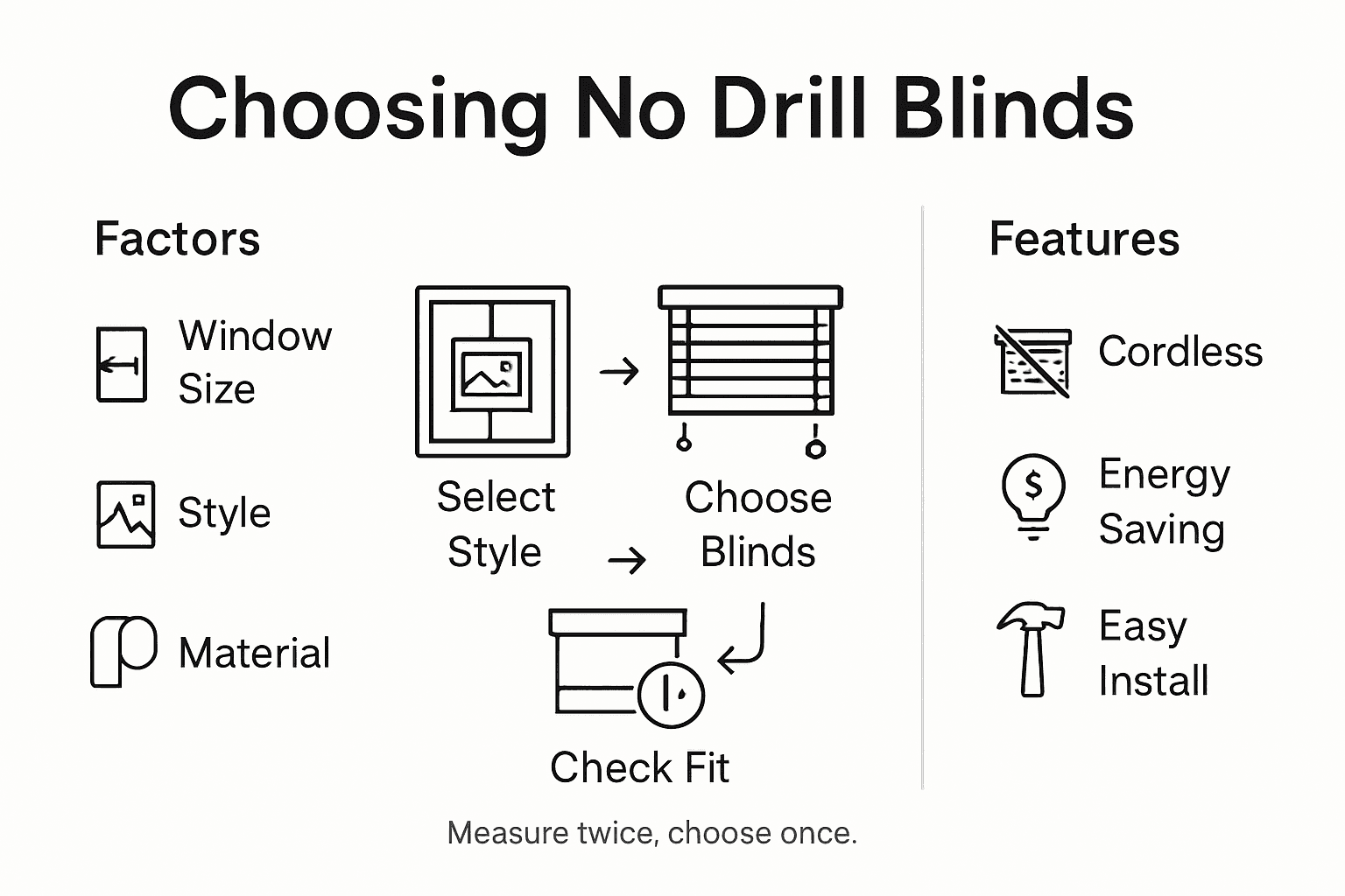 Infographic selecting no drill blinds key points