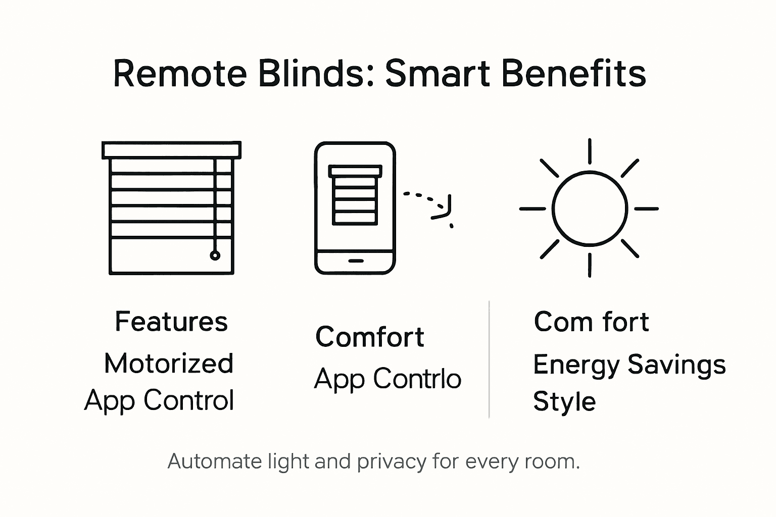 Infographic with remote blinds features and benefits