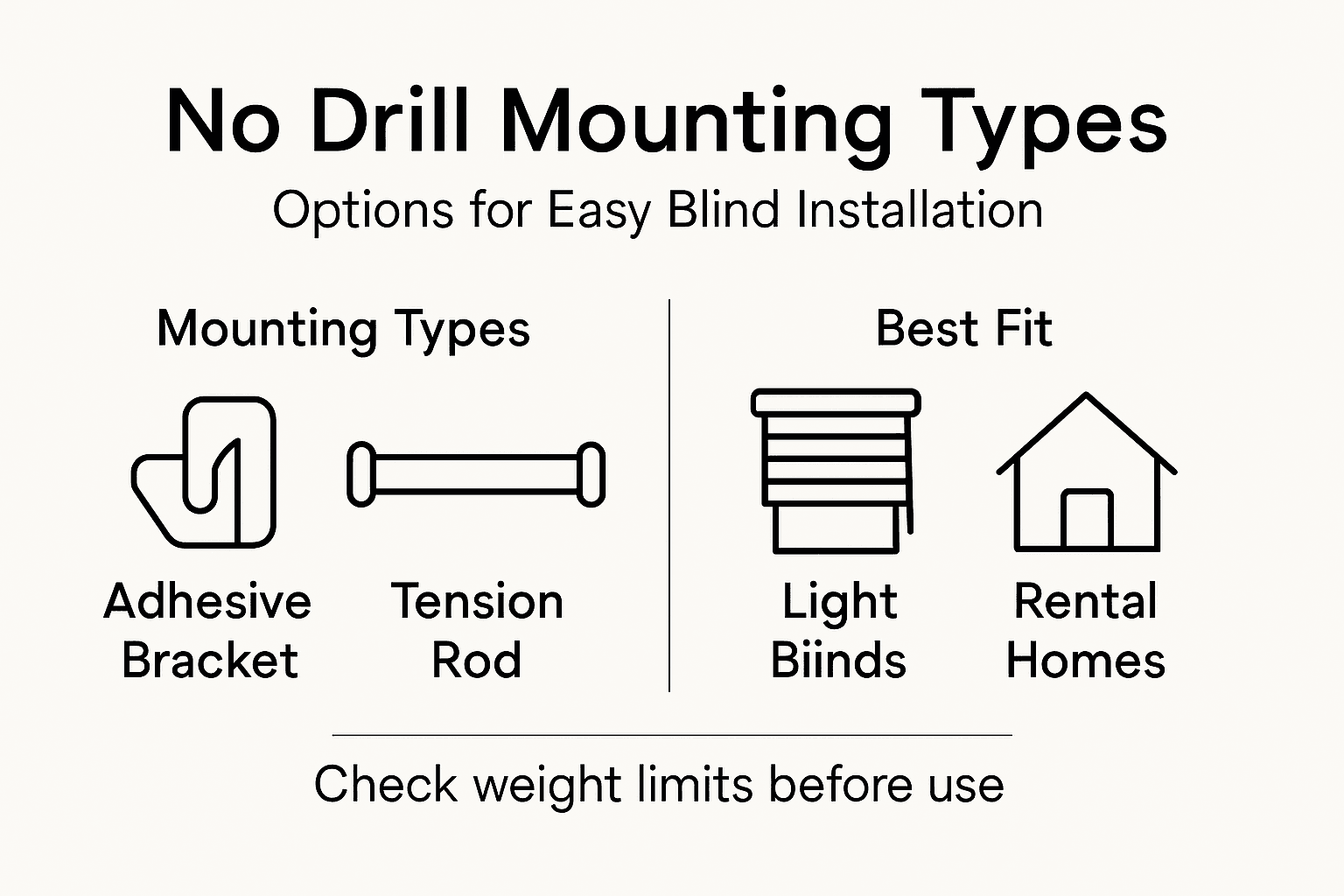 Infographic comparing no drill blind mounting types