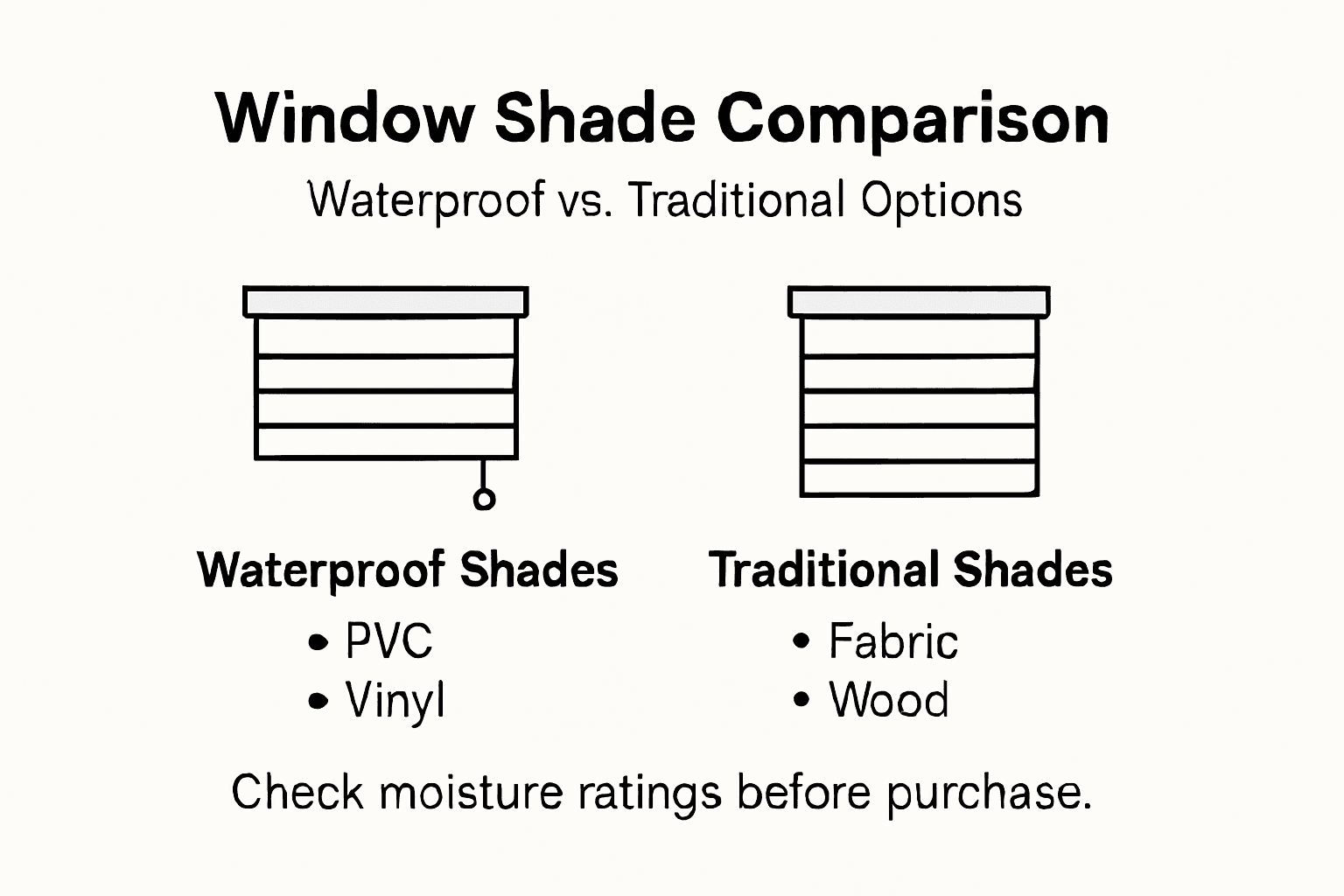 Infographic comparing waterproof and traditional window shades
