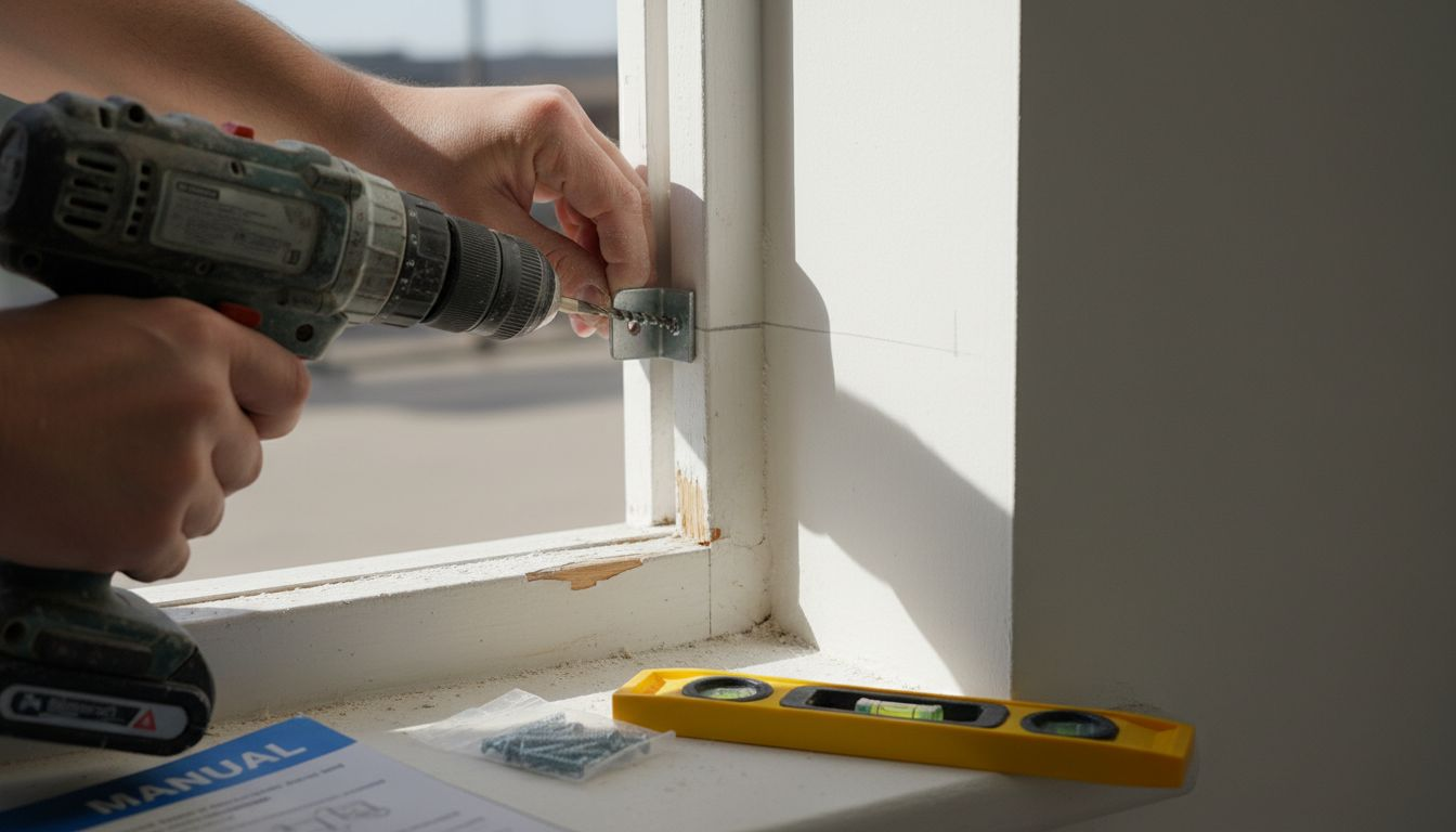 Close-up of installing motorized blind bracket