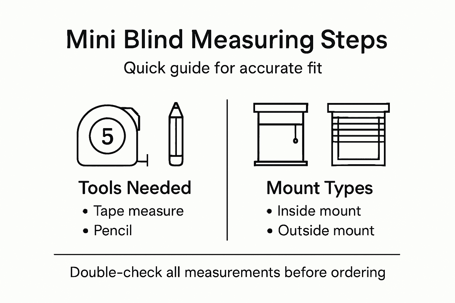 Infographic showing mini blind measuring steps