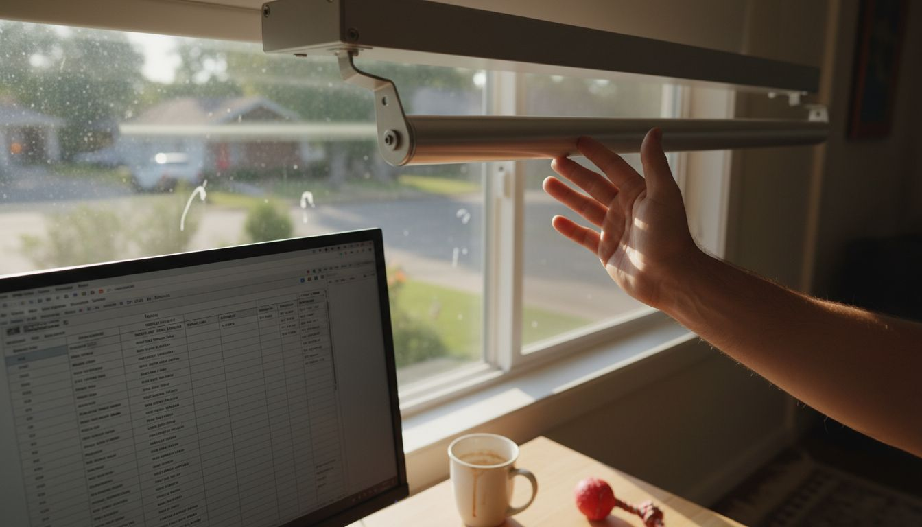 Close-up motorized shade motor and window