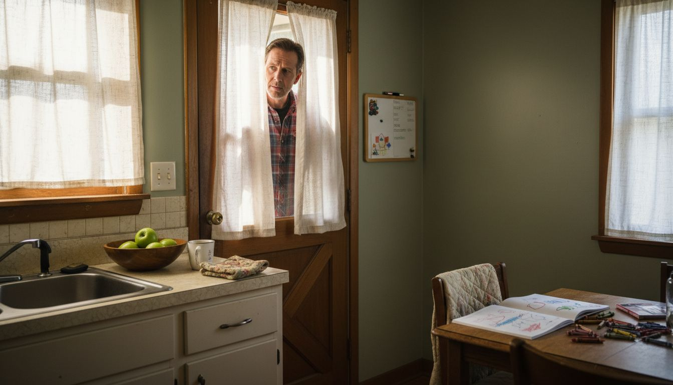 Person testing privacy shade near kitchen window