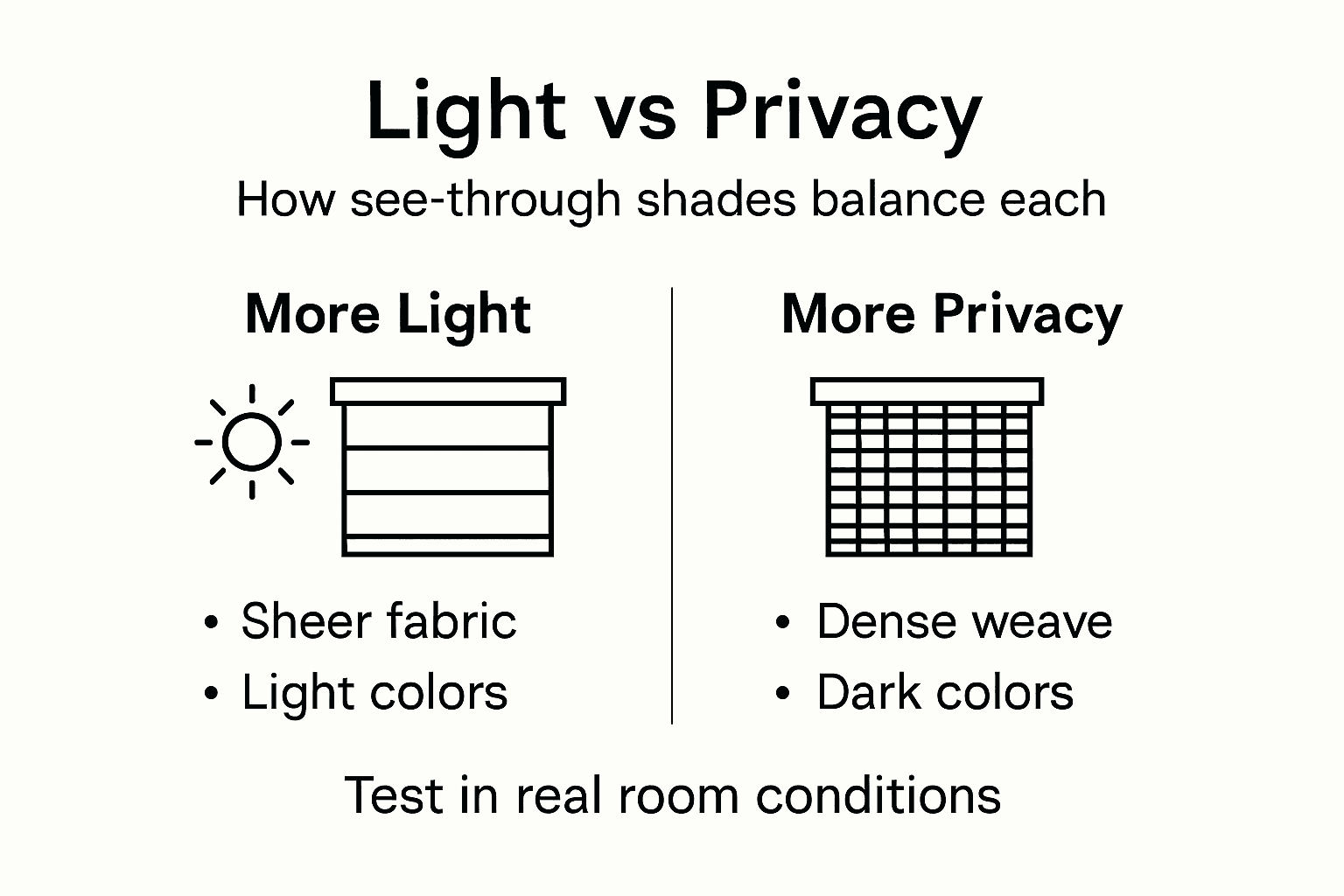 Infographic balancing light and privacy in shades