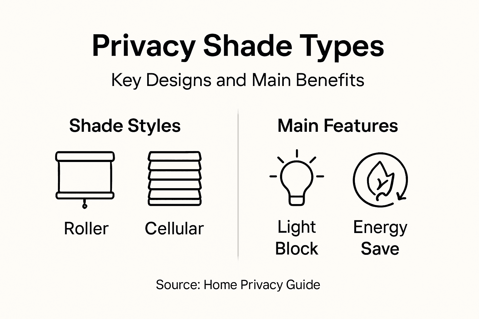 Infographic comparing shade types and features