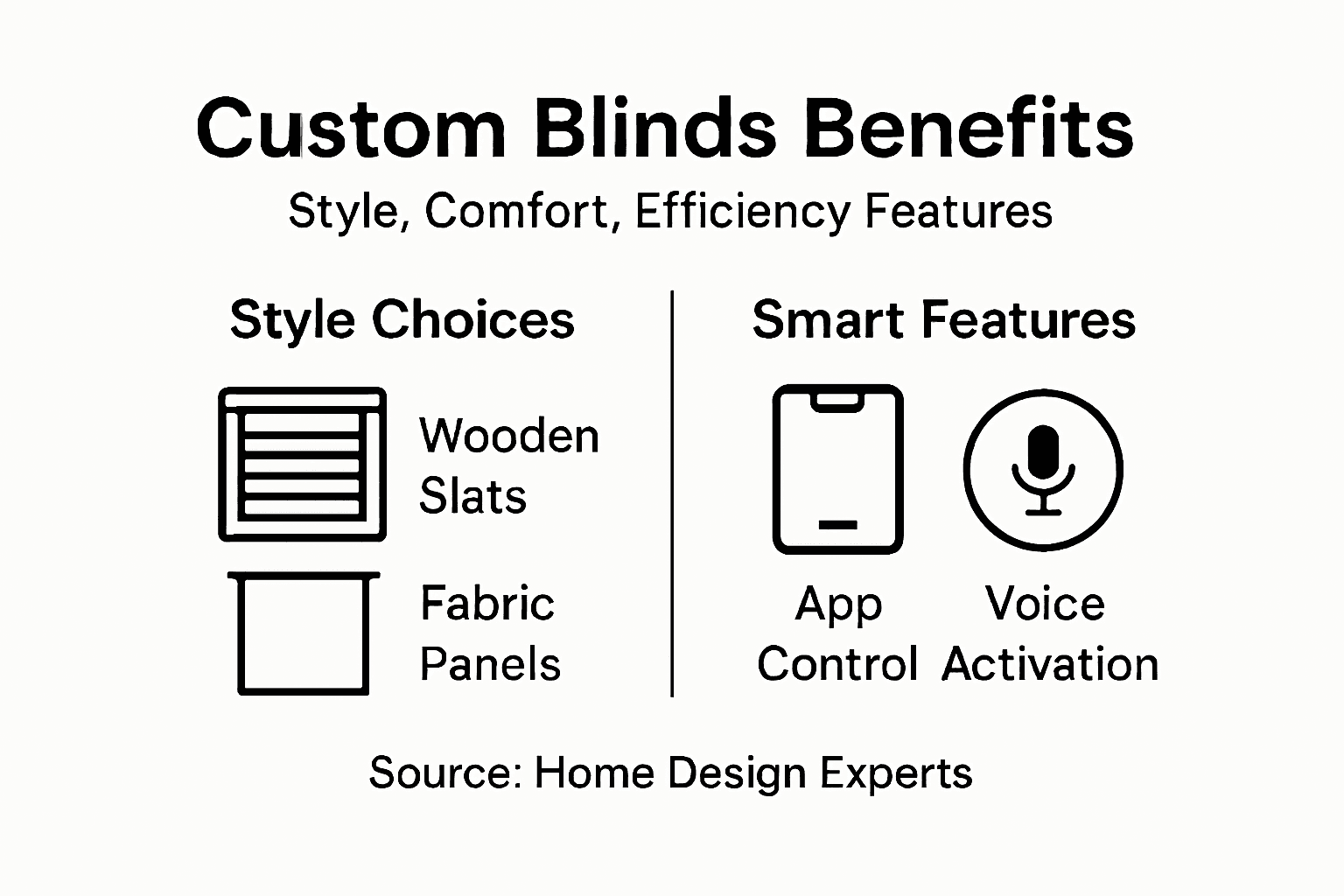 Infographic custom blinds features and options