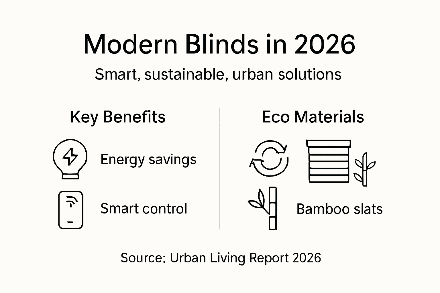 Infographic shows blinds benefits and materials