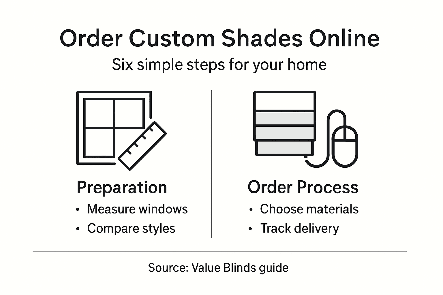 Infographic showing custom shade order steps