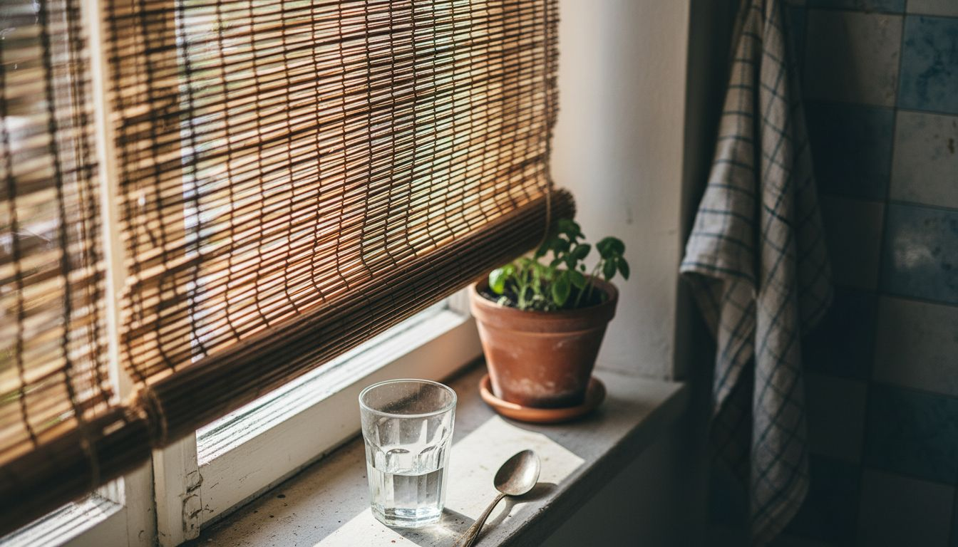 Close-up detail of bamboo eco blinds