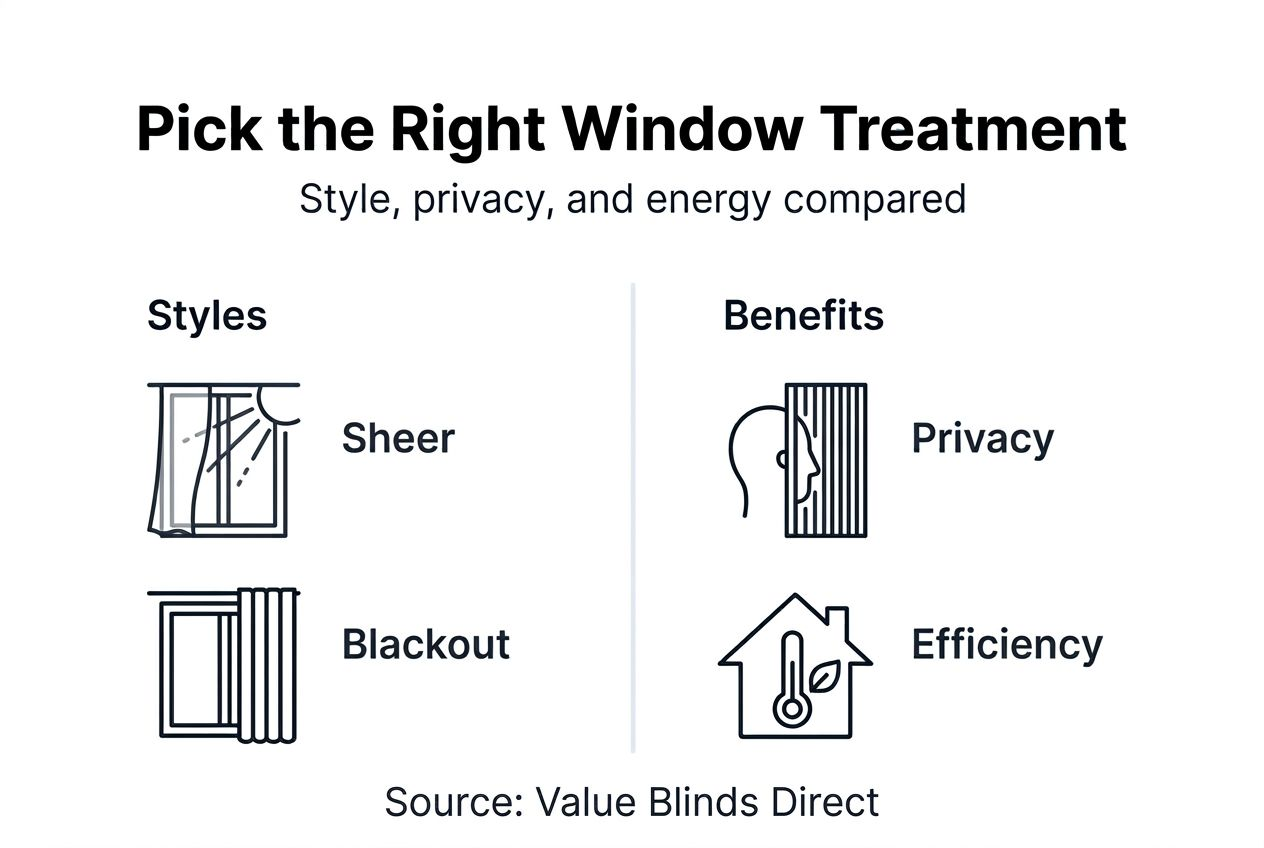 Infographic comparing window treatment types and benefits