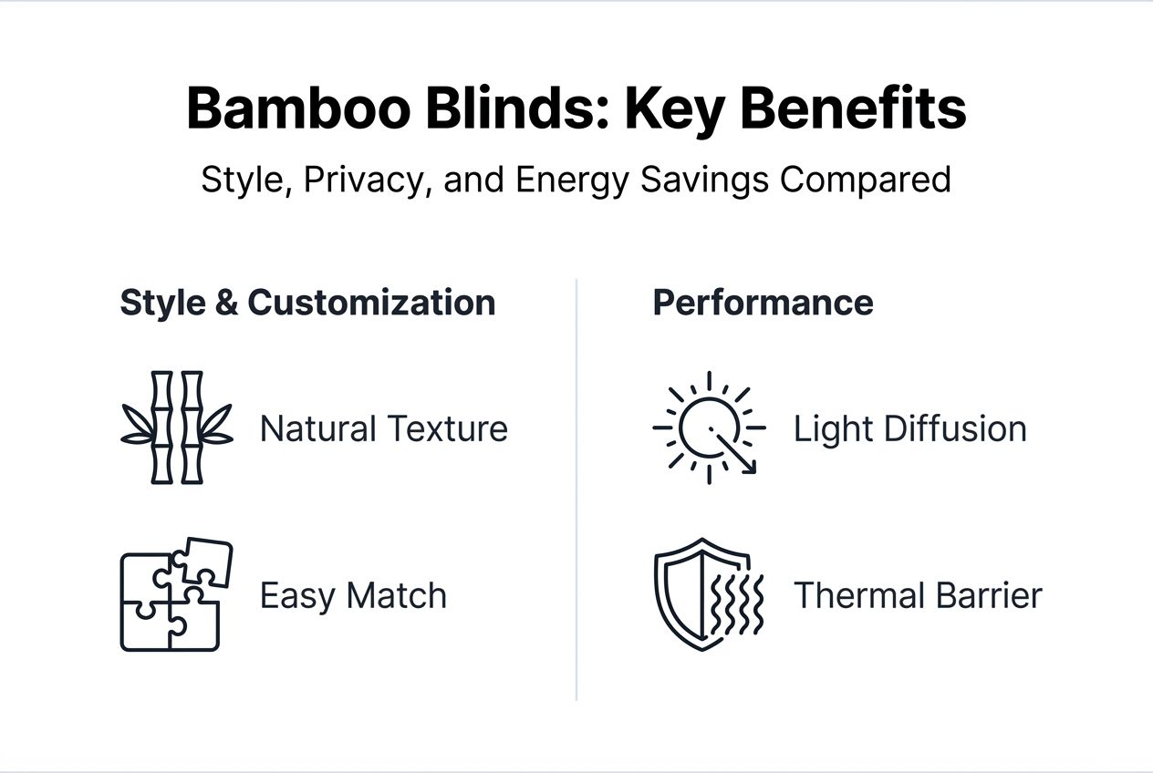 Infographic highlighting bamboo blinds features and benefits