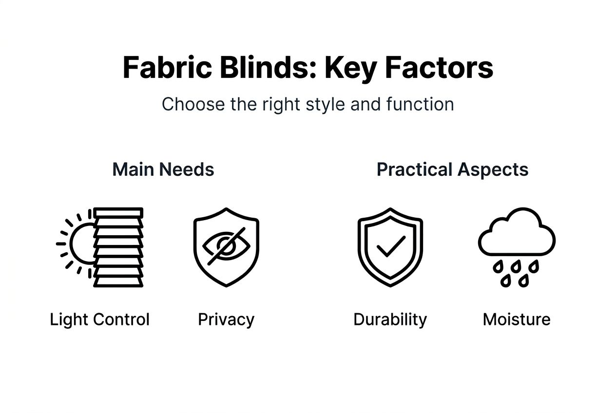 Infographic factors for choosing fabric blinds