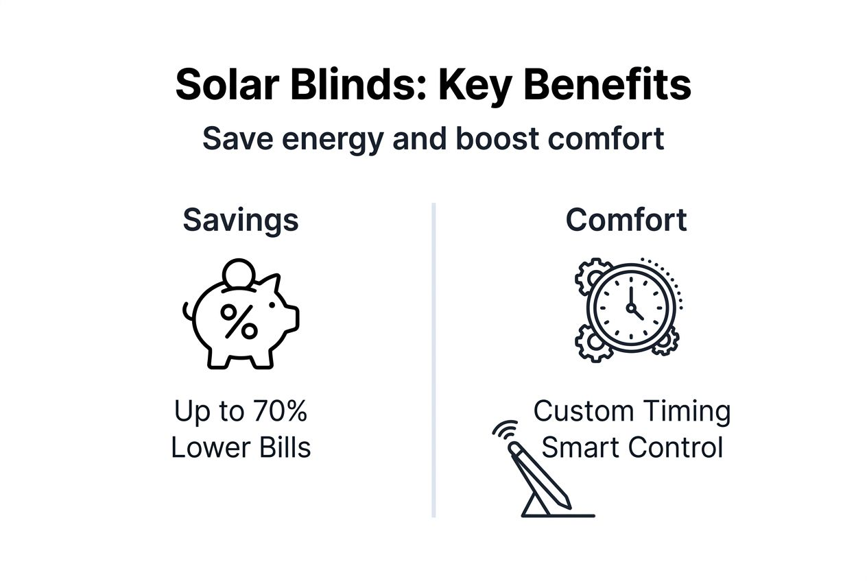 Infographic of solar blinds energy and comfort benefits