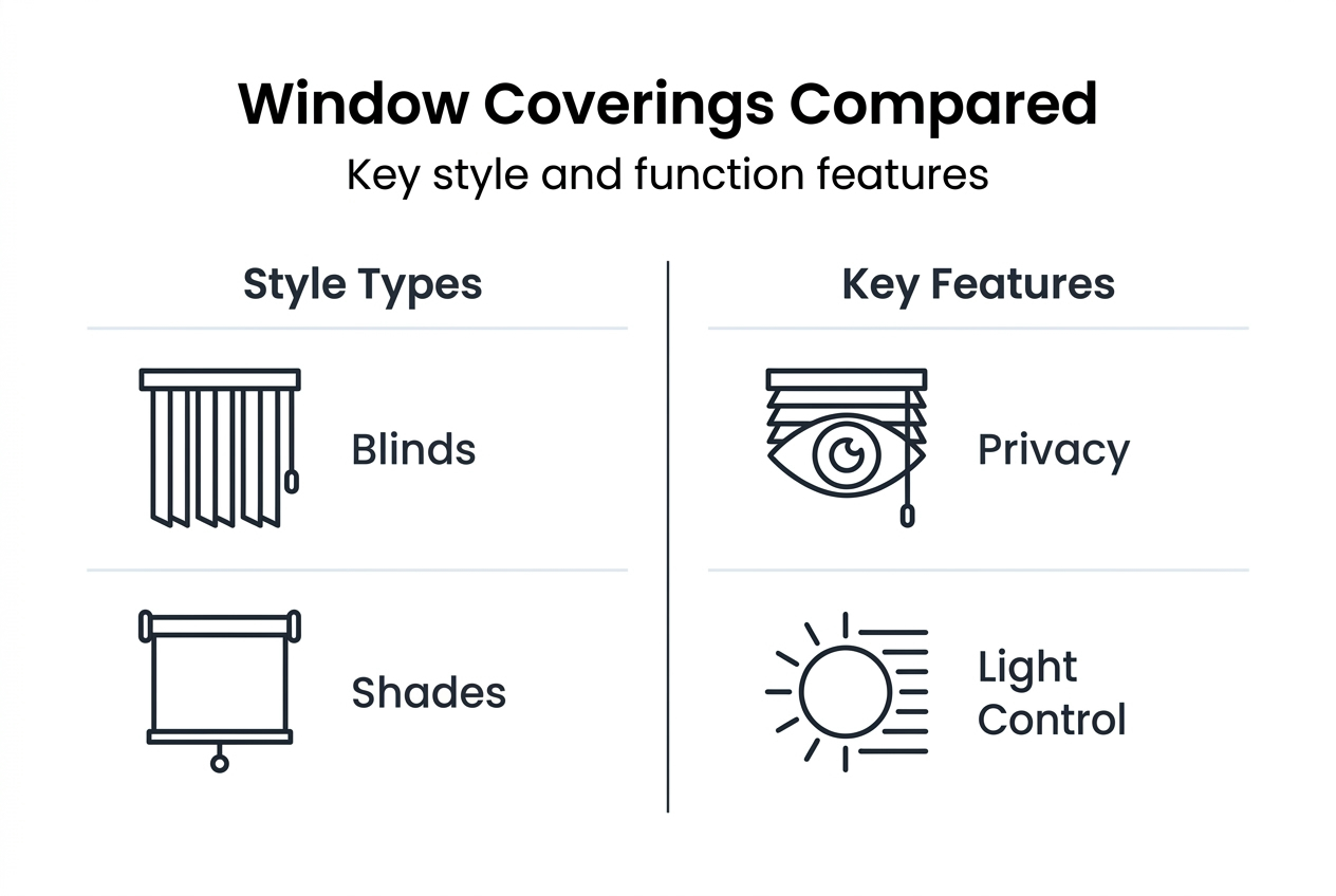 Infographic comparing window covering styles