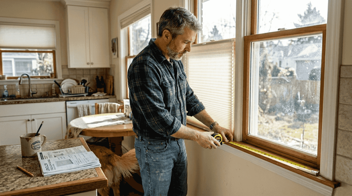 Homeowner measuring window for insulating blinds