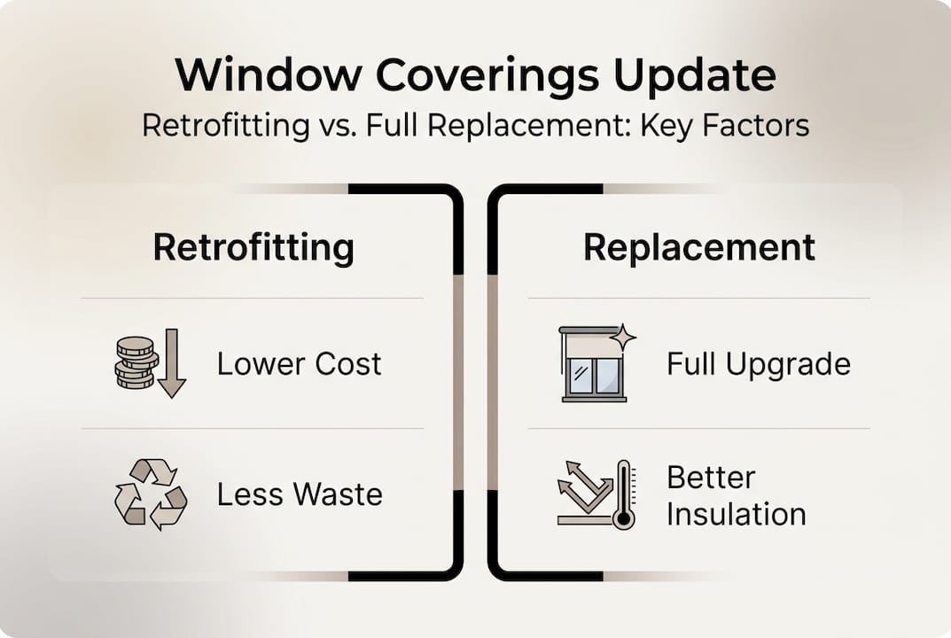 Infographic comparing retrofitting and replacement factors