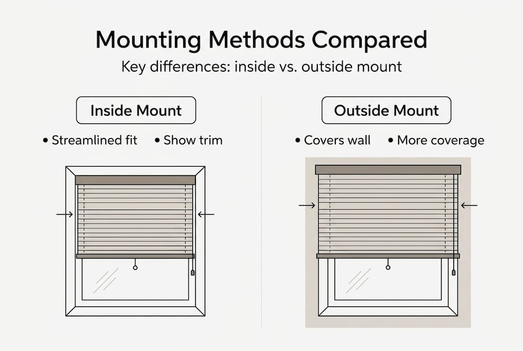 Infographic comparing inside and outside mount blinds
