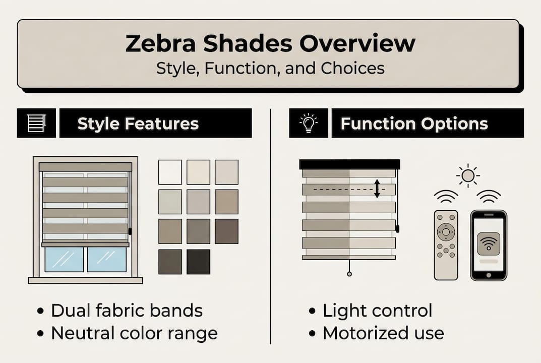 Infographic showing zebra shades style and function