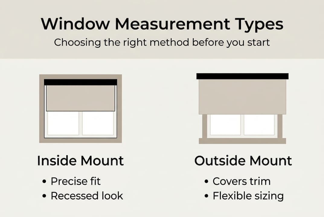 Infographic comparing inside and outside window mounting