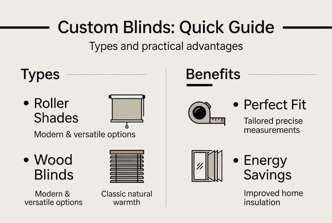Infographic of custom blinds types and benefits