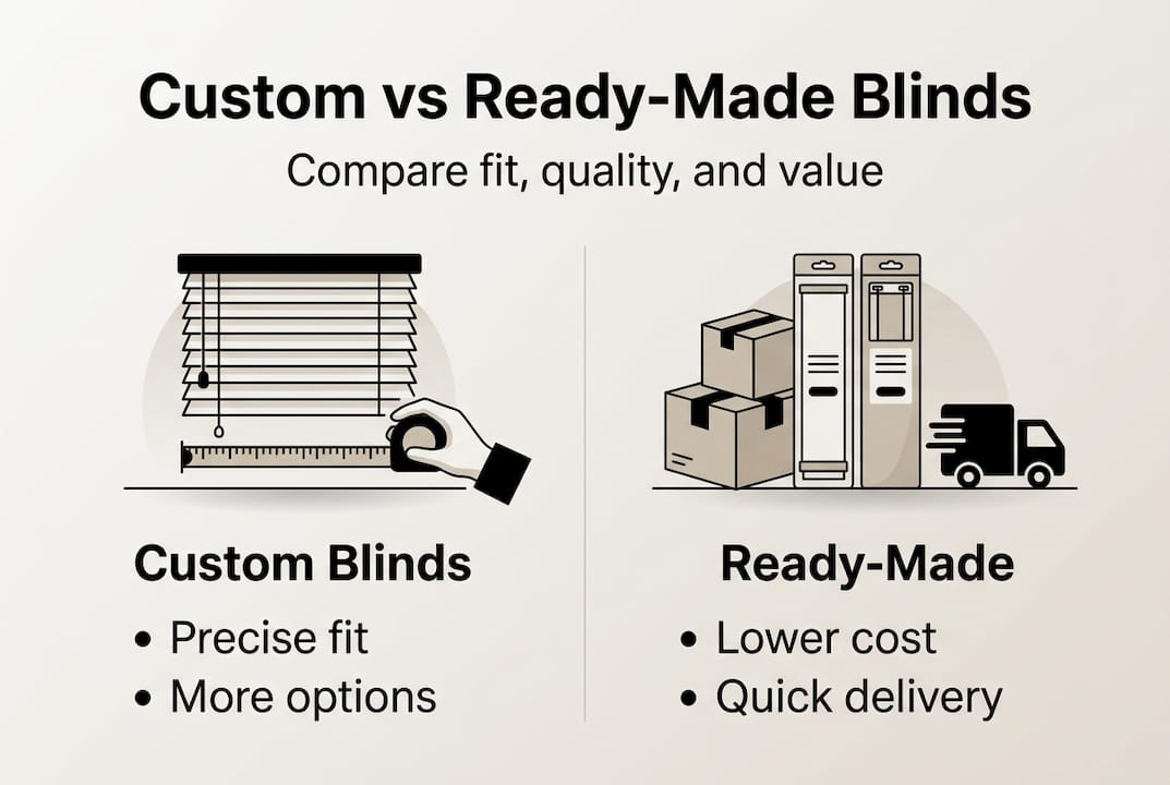 Infographic comparing custom and ready-made blinds