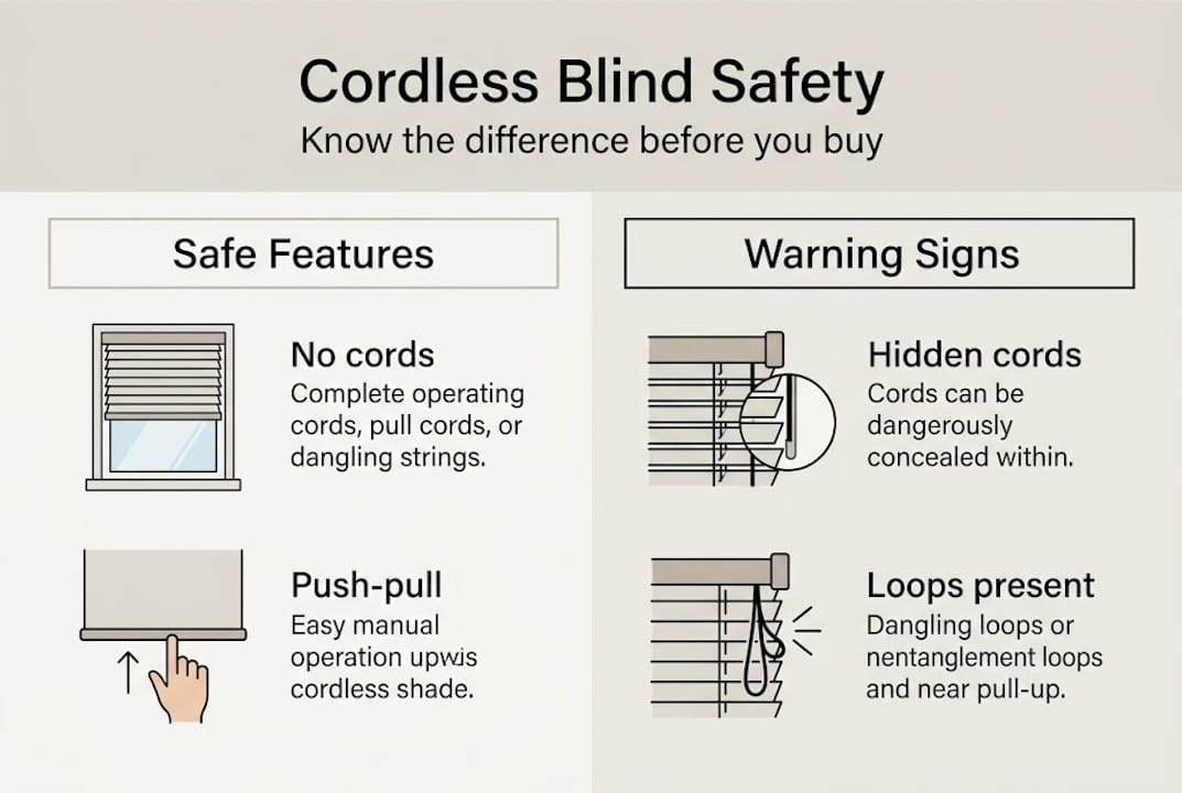 Infographic cordless blinds safety features risks