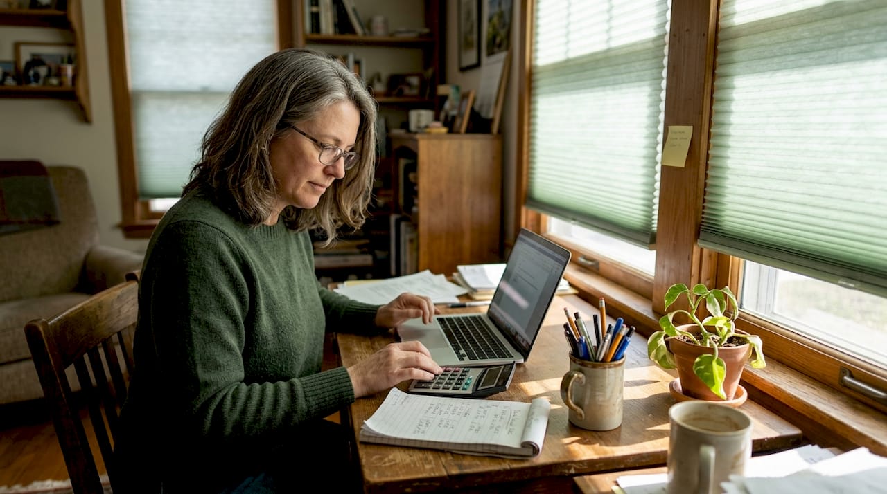Home office with cellular shade window treatment