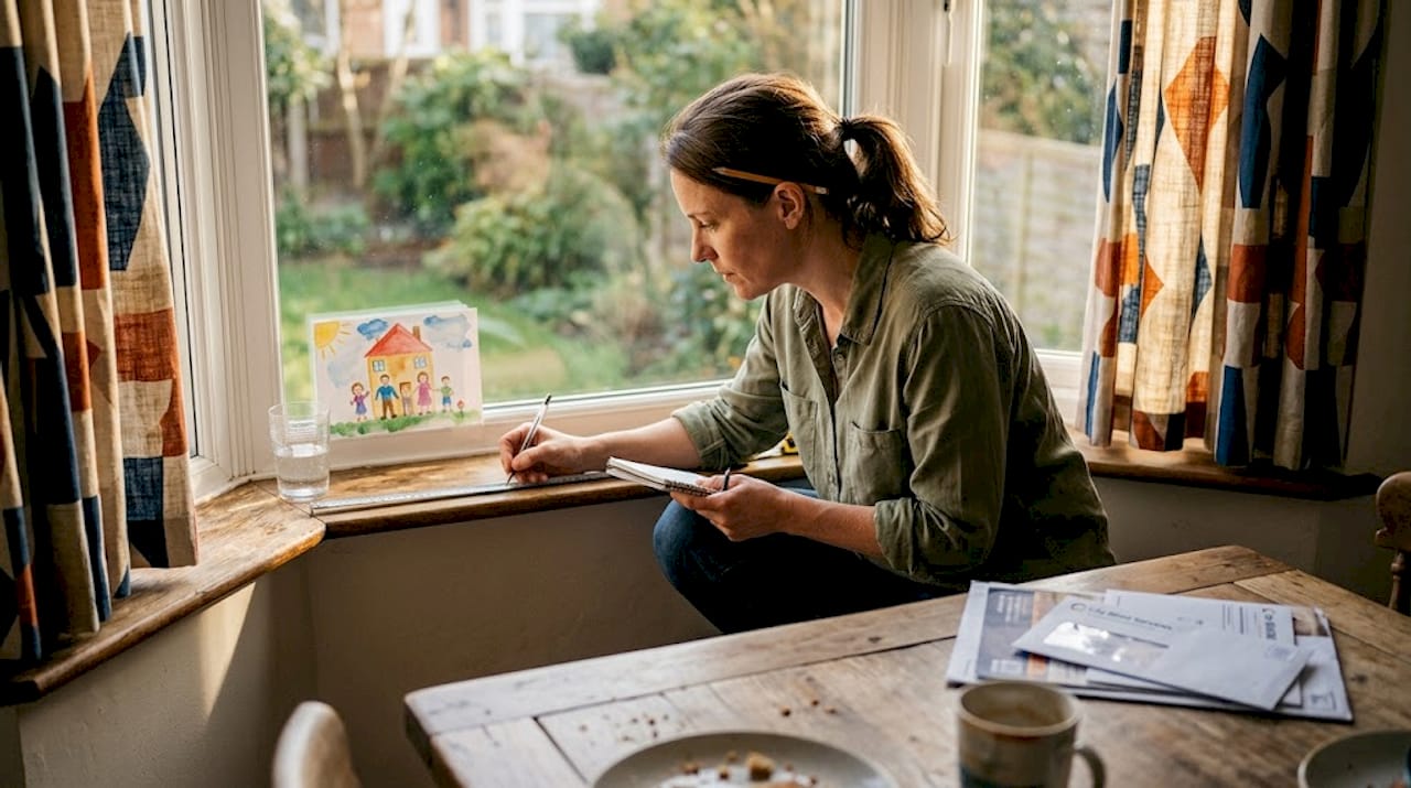 Blind specialist taking notes on window measuring