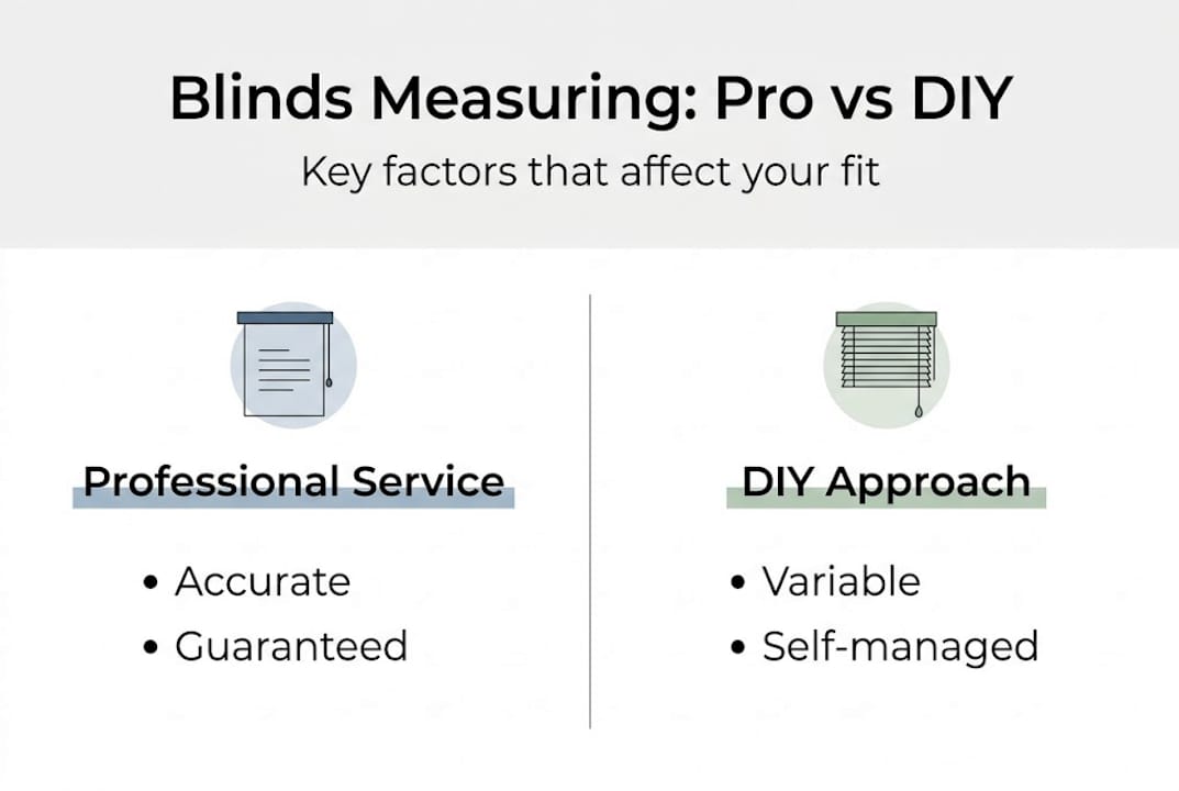 Infographic comparing professional and DIY blind measuring