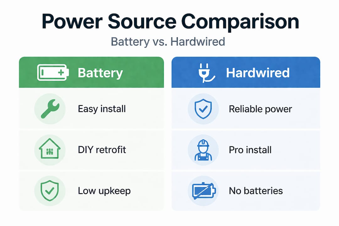 Infographic comparing battery and hardwired motorized shades