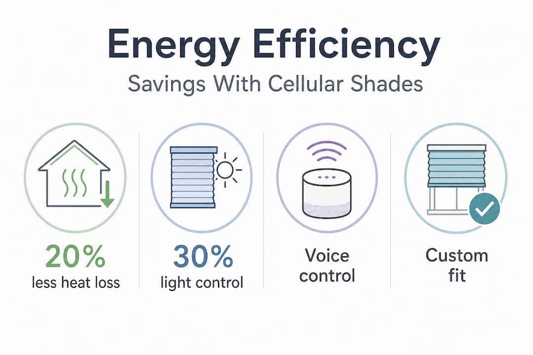 Infographic with energy and style stats for cellular shades