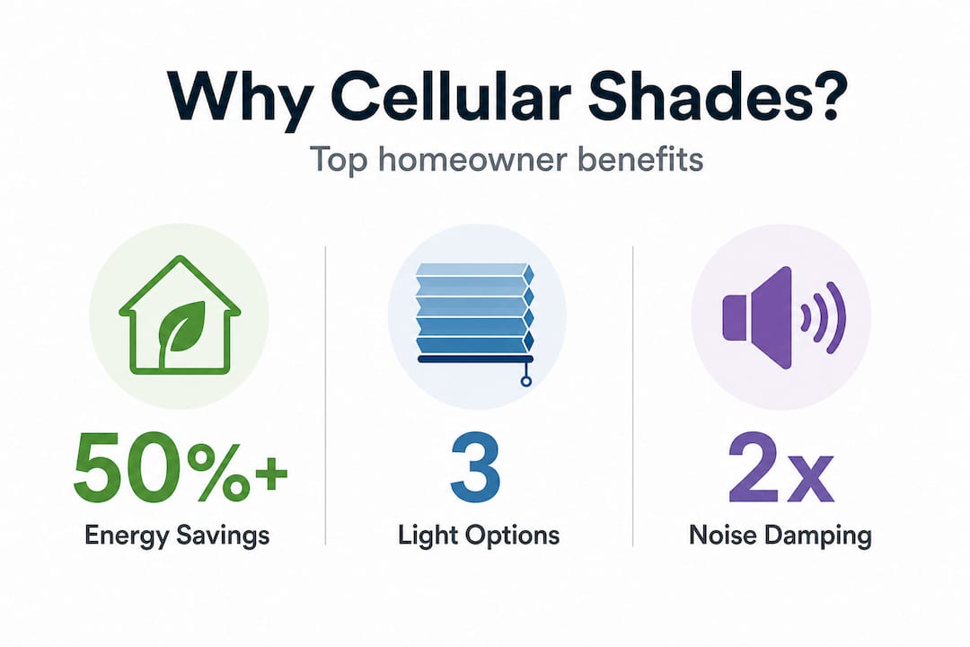 Infographic highlighting key cellular shade benefits