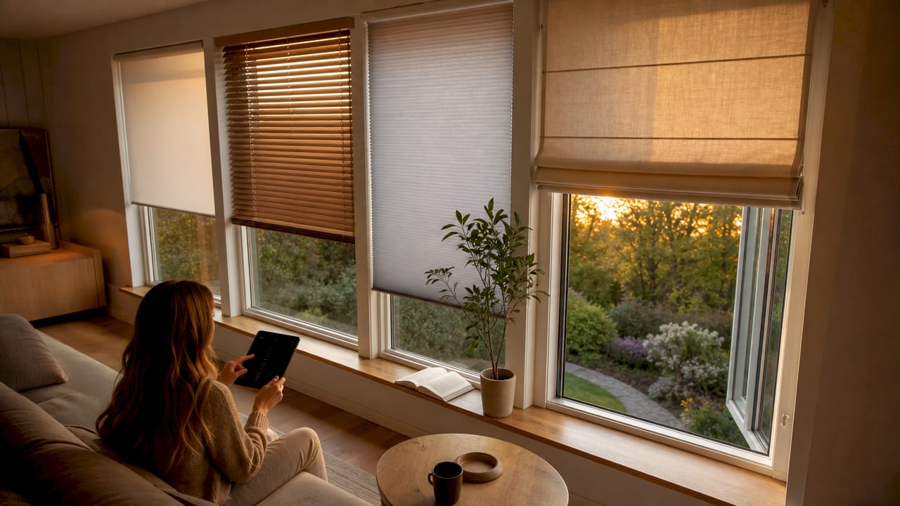 Variety of motorized blind types by window