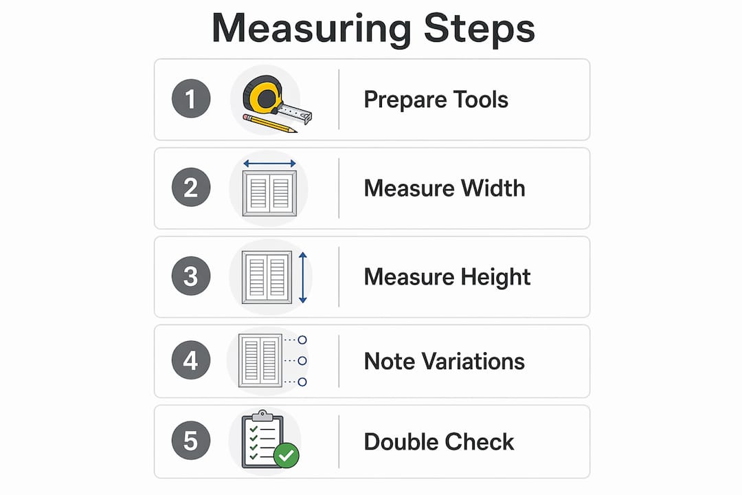 Infographic showing steps to measure shutter blinds
