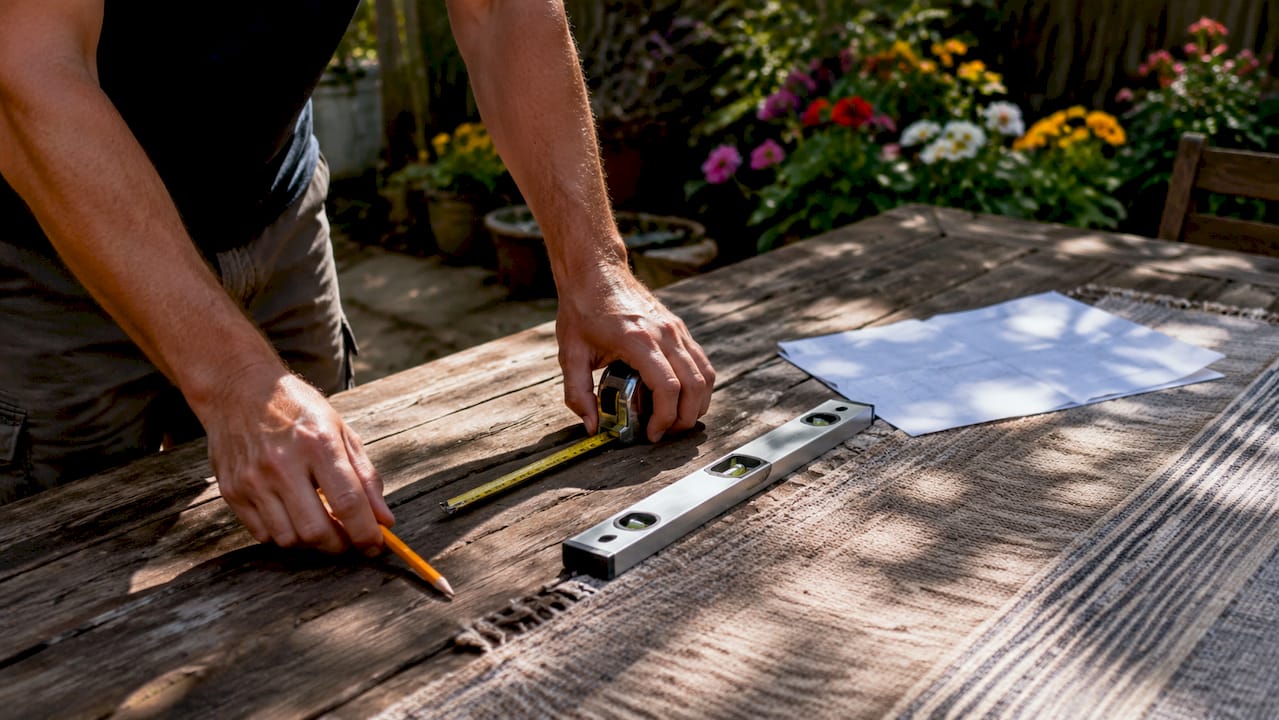 Hands arranging tools for shutter blind measurement