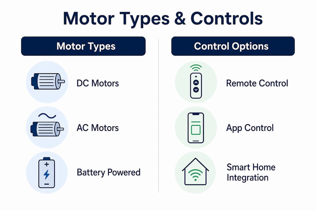 Infographic comparing motor types and control options