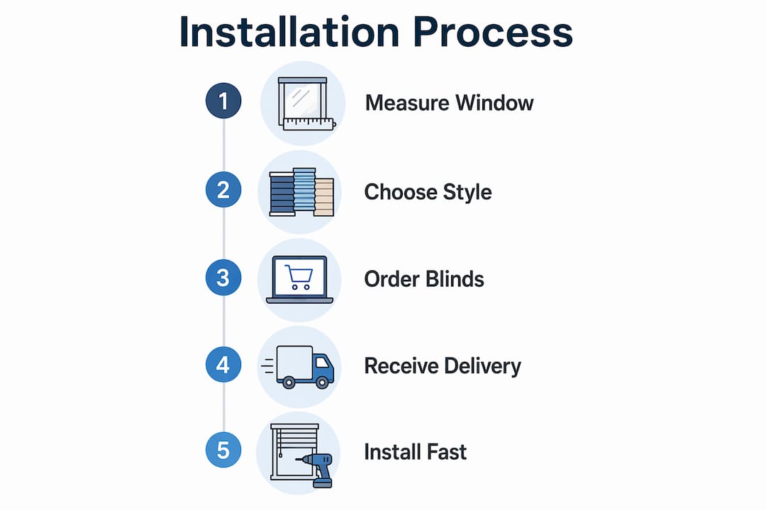Infographic showing steps for installing one day blinds