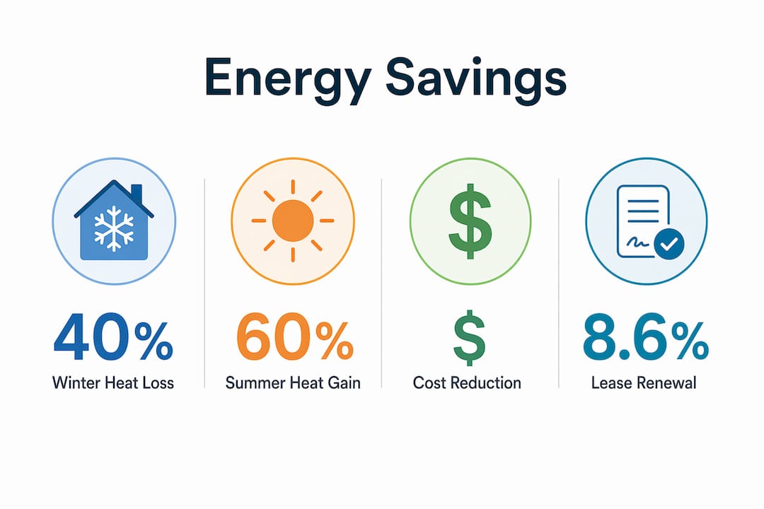 Infographic showing energy savings and tenant benefits