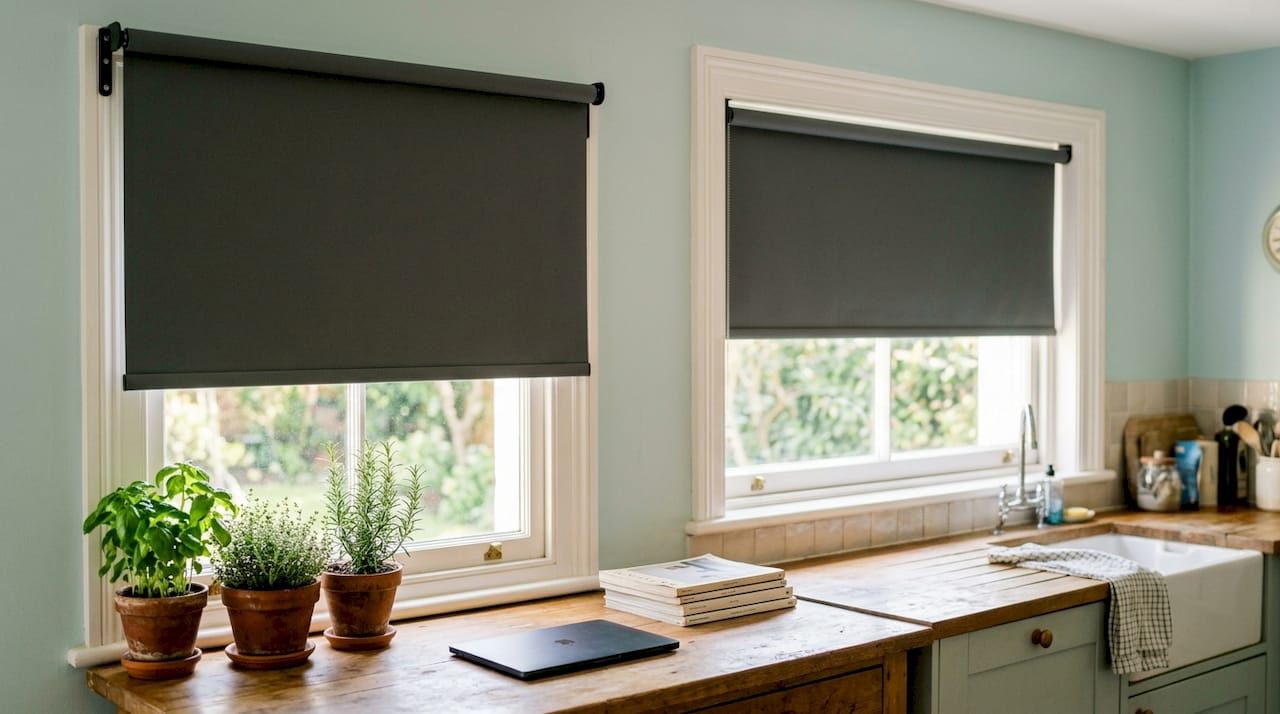 Side-by-side outside and inside mount window blinds