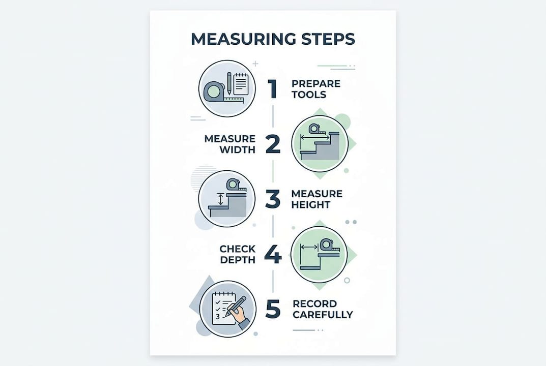 Infographic illustrating roman shade measuring steps