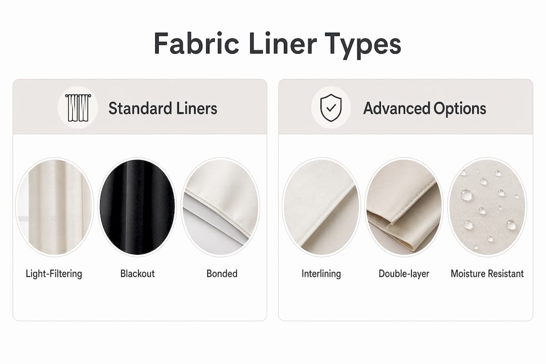Infographic comparing standard and advanced fabric liner types