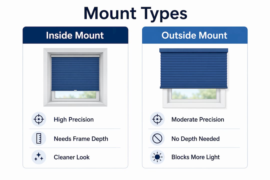 Infographic comparing inside and outside mount blinds