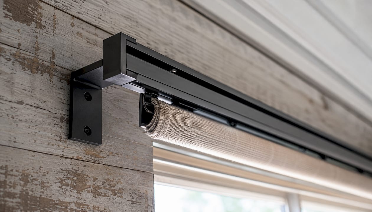 Close-up of premium window treatment hardware