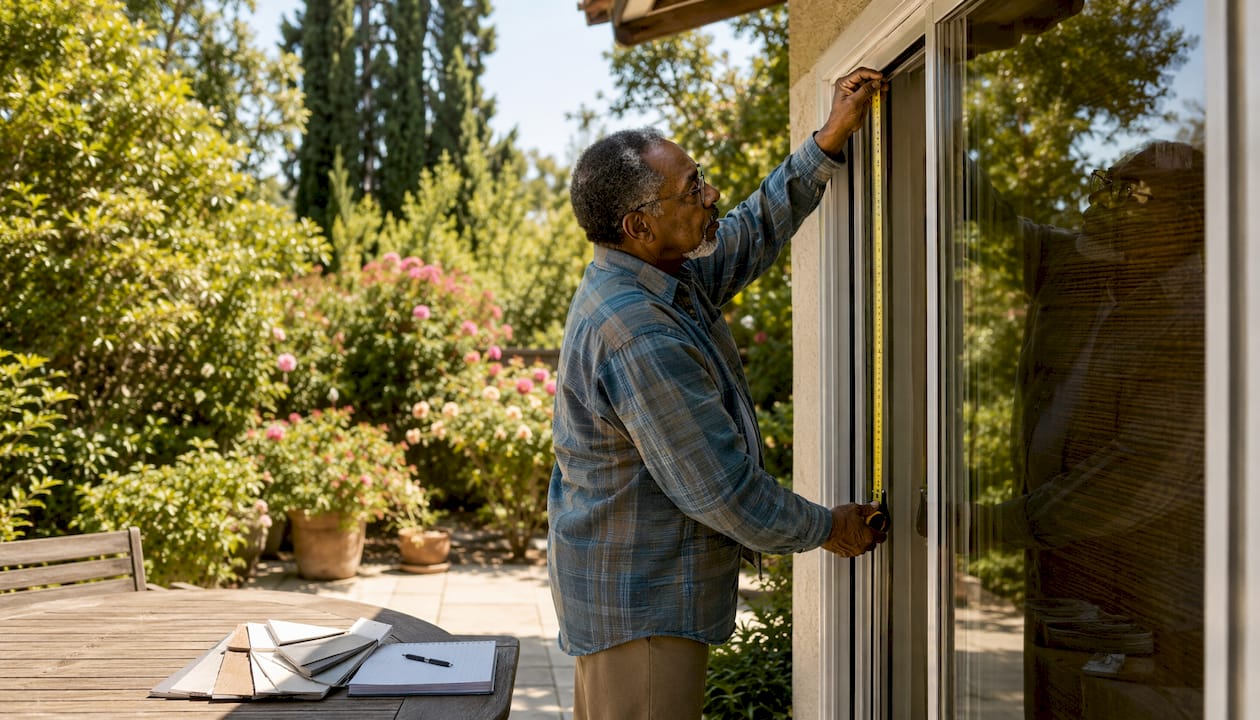 Hands measuring window for custom blinds