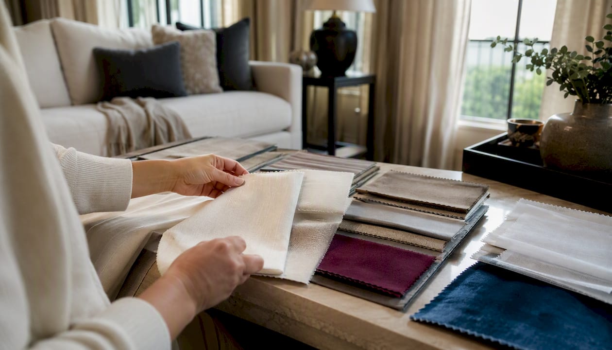 Fabric swatches for Roman shades selection