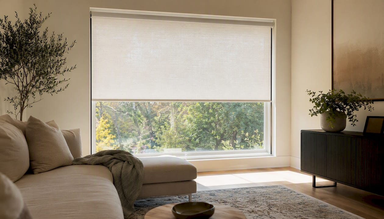 Bedroom window with off-the-shelf motorized shade