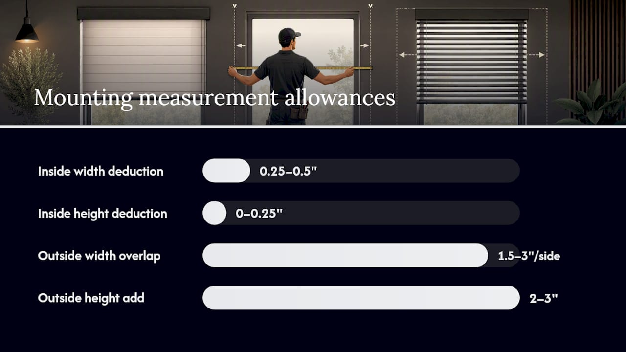 Diagram of inside and outside mount blind measurements