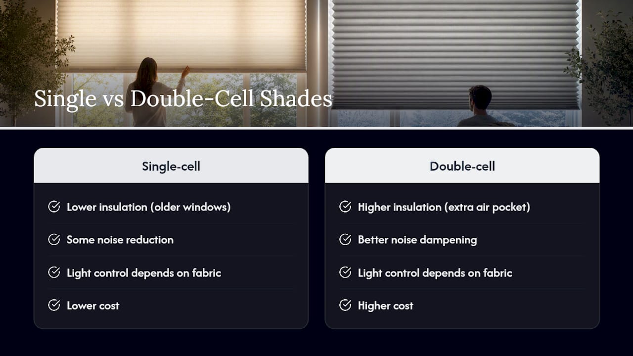 Single-cell versus double-cell shade comparison