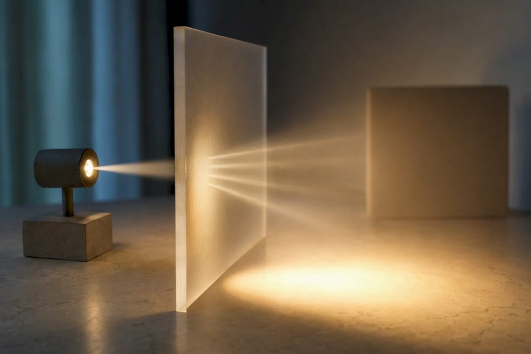 Diagram of light scattering through translucency